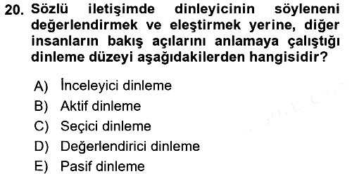 Satış Teknikleri 2017-2018 Ara Sınav - 20. soru