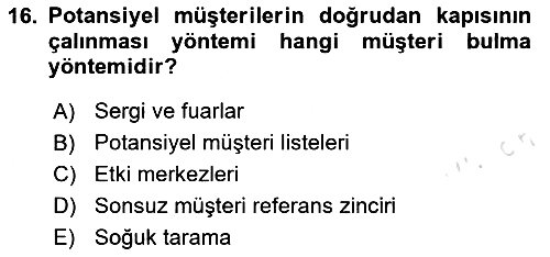 Satış Teknikleri 2024-2025 Ara Sınav - 16. soru