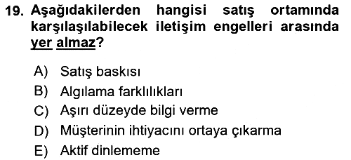 Satış Teknikleri 2024-2025 Ara Sınav - 19. soru