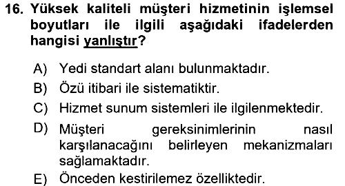 Satış Teknikleri 2015-2016 Dönem Sonu Sınavı - 16. soru
