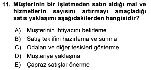 Satış Teknikleri 2023-2024 Yaz Okulu Sınavı - 11. soru