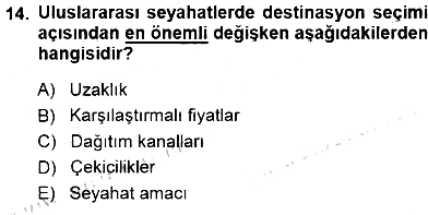 Tur Planlaması ve Yönetimi 2014-2015 Ara Sınav - 14. soru