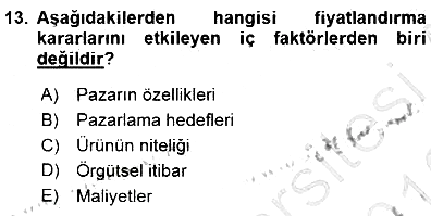 Tur Planlaması ve Yönetimi 2015-2016 Dönem Sonu Sınavı - 13. soru
