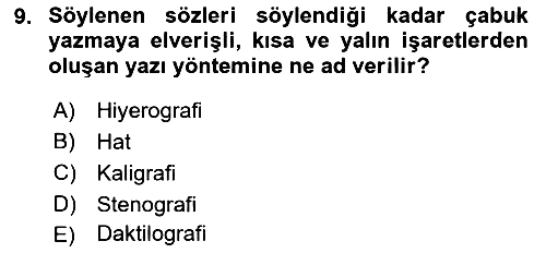 Turist Rehberliği 2021-2022 Ara Sınav - 9. soru
