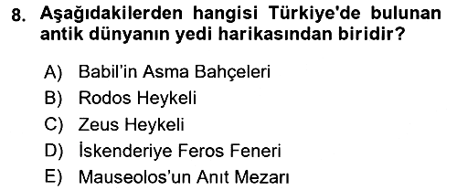 Turist Rehberliği 2024-2025 Ara Sınav - 8. soru