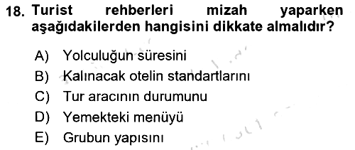 Turist Rehberliği 2024-2025 Ara Sınav - 18. soru