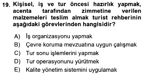 Turist Rehberliği 2024-2025 Ara Sınav - 19. soru