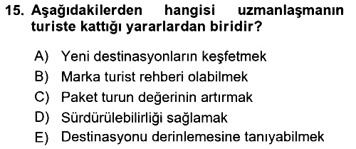 Turist Rehberliği 2021-2022 Yaz Okulu Sınavı - 15. soru