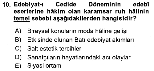 2. Abdülhamit Dönemi Türk Edebiyatı 2023-2024 Ara Sınav - 10. soru