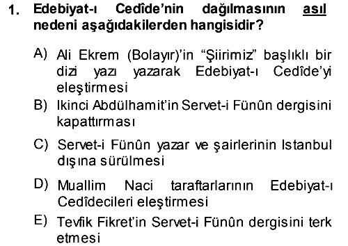 2. Abdülhamit Dönemi Türk Edebiyatı 2014-2015 Dönem Sonu Sınavı - 1. soru