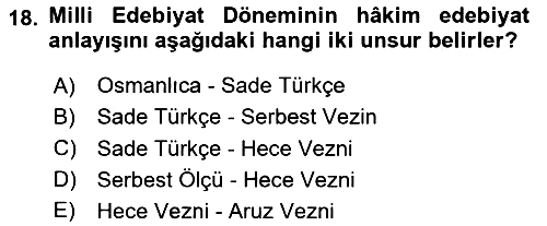 2. Meşrutiyet Dönemi Türk Edebiyatı 2023-2024 Yaz Okulu Sınavı - 18. soru