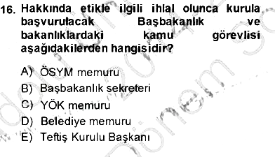 Adalet Meslek Etiği 2014-2015 Dönem Sonu Sınavı - 16. soru