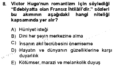Batı Edebiyatında Akımlar 1 2013-2014 Dönem Sonu Sınavı - 8. soru