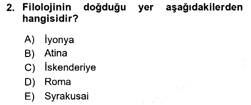 Batı Edebiyatında Akımlar 1 2018-2019 Dönem Sonu Sınavı - 2. soru