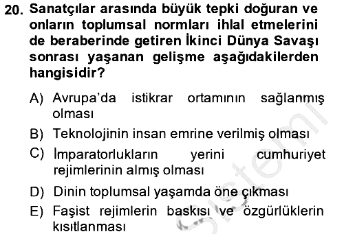 Batı Edebiyatında Akımlar 2 2013-2014 Ara Sınav - 20. soru