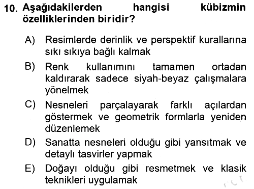 Batı Edebiyatında Akımlar 2 2024-2025 Ara Sınav - 10. soru
