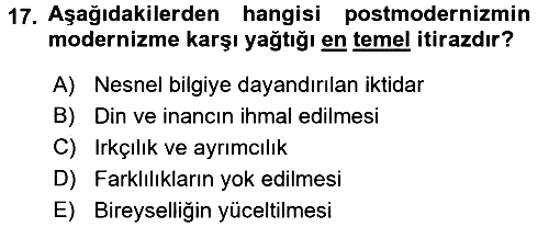 Batı Edebiyatında Akımlar 2 2016-2017 Dönem Sonu Sınavı - 17. soru