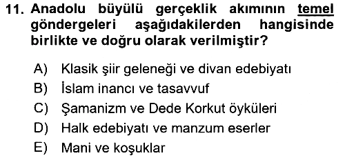 Batı Edebiyatında Akımlar 2 2017-2018 Dönem Sonu Sınavı - 11. soru