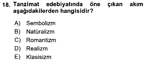 Batı Edebiyatında Akımlar 2 2021-2022 Dönem Sonu Sınavı - 18. soru