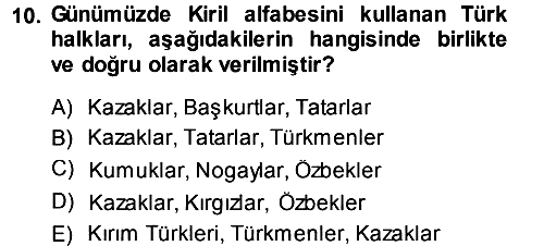 Çağdaş Türk Edebiyatları 1 2013-2014 Ara Sınav - 10. soru