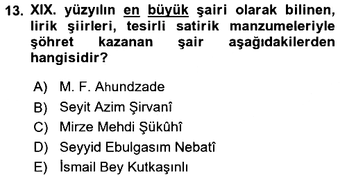 Çağdaş Türk Edebiyatları 1 2023-2024 Ara Sınav - 13. soru