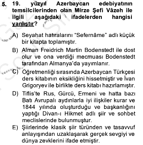 Çağdaş Türk Edebiyatları 1 2014-2015 Dönem Sonu Sınavı - 5. soru