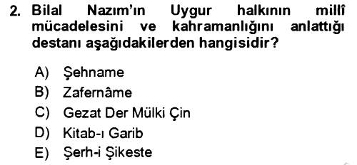 Çağdaş Türk Edebiyatları 2 2021-2022 Dönem Sonu Sınavı - 2. soru