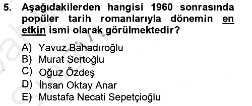 Çağdaş Türk Romanı 2012-2013 Ara Sınav - 5. soru