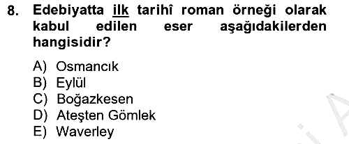 Çağdaş Türk Romanı 2012-2013 Ara Sınav - 8. soru