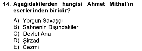Çağdaş Türk Romanı 2012-2013 Ara Sınav - 14. soru