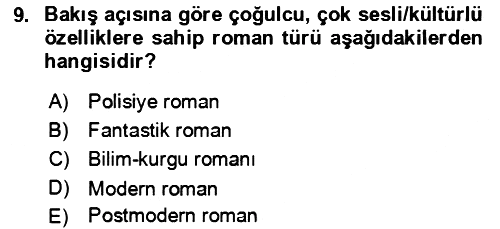 Çağdaş Türk Romanı 2021-2022 Ara Sınav - 9. soru