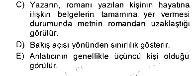 Çağdaş Türk Romanı 2012-2013 Dönem Sonu Sınavı - 15. soru