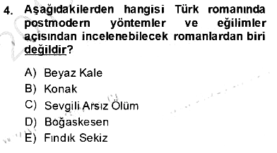 Çağdaş Türk Romanı 2013-2014 Dönem Sonu Sınavı - 4. soru