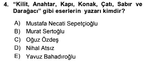 Çağdaş Türk Romanı 2018-2019 Yaz Okulu Sınavı - 4. soru