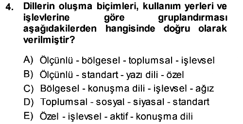 Çağdaş Türk Yazı Dilleri 1 2013-2014 Ara Sınav - 4. soru