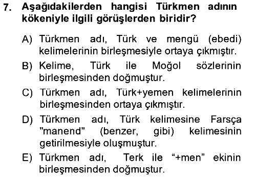 Çağdaş Türk Yazı Dilleri 1 2014-2015 Dönem Sonu Sınavı - 7. soru