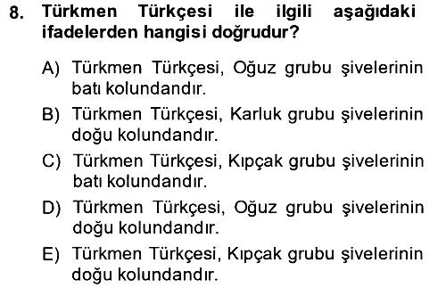 Çağdaş Türk Yazı Dilleri 1 2014-2015 Dönem Sonu Sınavı - 8. soru