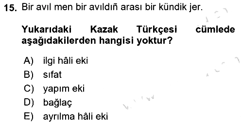 Çağdaş Türk Yazı Dilleri 2 2024-2025 Yaz Okulu Sınavı - 15. soru
