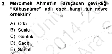 Cumhuriyet Dönemi Türk Nesri 2014-2015 Ara Sınav - 3. soru