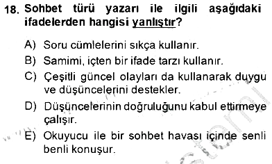 Cumhuriyet Dönemi Türk Nesri 2014-2015 Ara Sınav - 18. soru