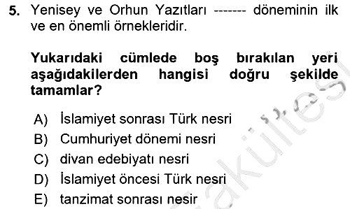 Cumhuriyet Dönemi Türk Nesri 2025-2026 Ara Sınav - 5. soru