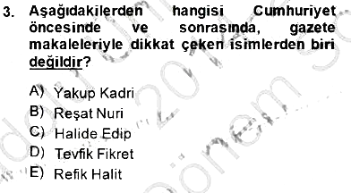 Cumhuriyet Dönemi Türk Nesri 2014-2015 Dönem Sonu Sınavı - 3. soru
