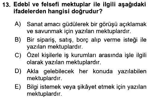 Cumhuriyet Dönemi Türk Nesri 2021-2022 Dönem Sonu Sınavı - 13. soru