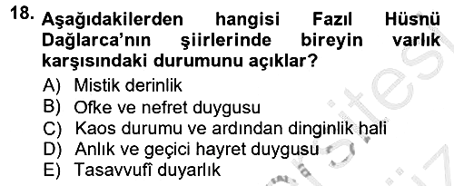 Cumhuriyet Dönemi Türk Şiiri 2012-2013 Ara Sınav - 18. soru