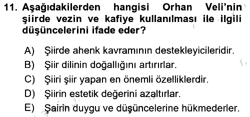 Cumhuriyet Dönemi Türk Şiiri 2019-2020 Ara Sınav - 11. soru