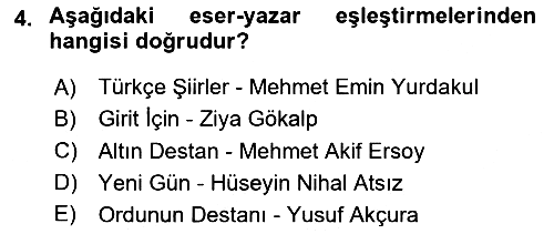 Cumhuriyet Dönemi Türk Şiiri 2025-2026 Ara Sınav - 4. soru