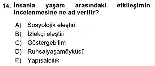 Eleştiri Kuramları 2015-2016 Ara Sınav - 14. soru