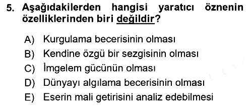 Eleştiri Kuramları 2018-2019 Ara Sınav - 5. soru