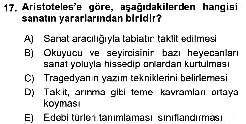 Eleştiri Kuramları 2018-2019 Ara Sınav - 17. soru