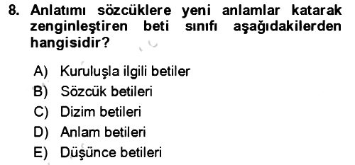 Eleştiri Kuramları 2021-2022 Ara Sınav - 8. soru